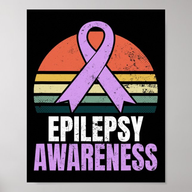 Epilepsimedvetenhet Design Vintage Retro Solnedgån Poster (Framsidan)