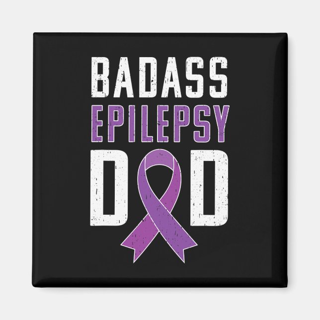 Epilepsimedvetenhet Epilepsi Pappa Lila Ribbon Magnet (Framsidan)