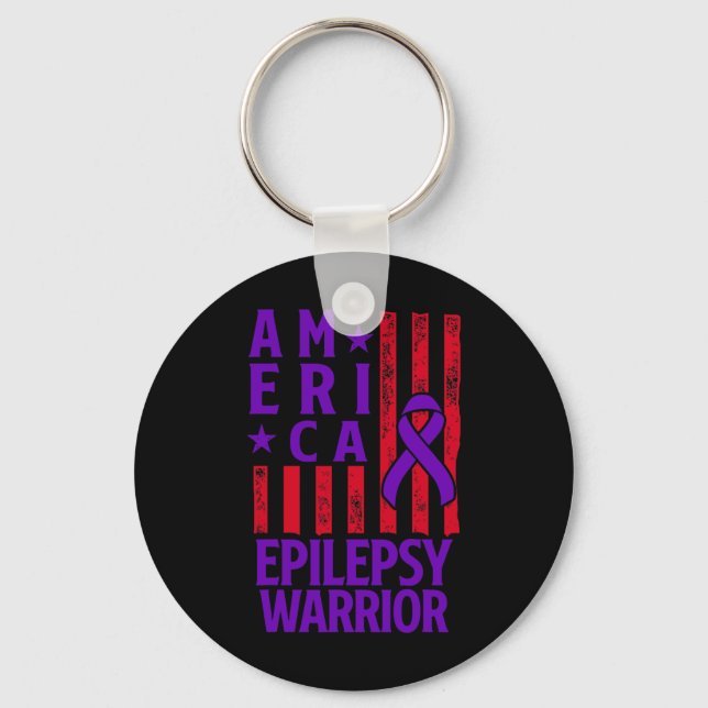 Epilepsimedvetenhet Epileptisk Warrior Överlevare  Nyckelring (Framsida)