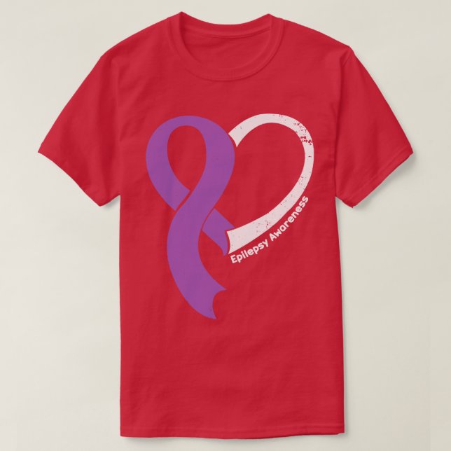 Epilepsimedvetenhet Hökar Kärlek Heart Ribbon Lyck T Shirt (Design framsida)