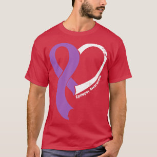 Epilepsimedvetenhet Hökar Kärlek Heart Ribbon Lyck T Shirt