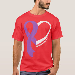 Epilepsimedvetenhet Hökar Kärlek Heart Ribbon Lyck T Shirt