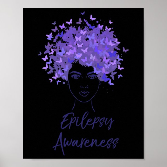 Epilepsimedvetenhet Lila Butterflies Gift Poster (Framsidan)