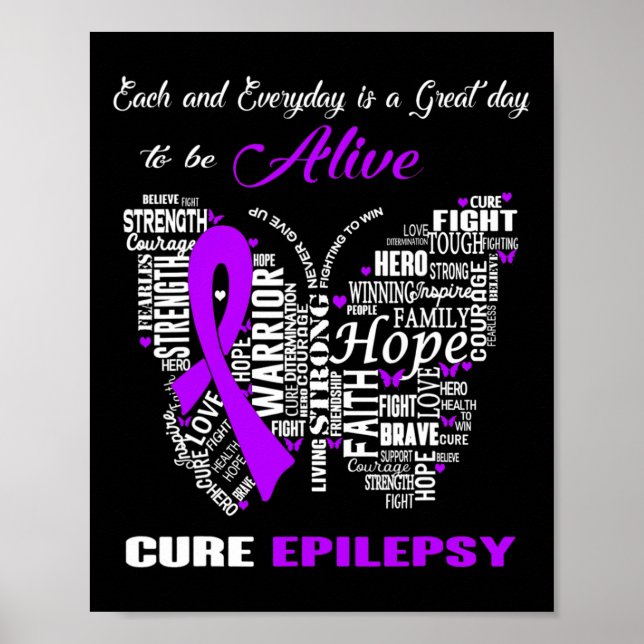 Epilepsimedvetenhet Lila Butterflies Poster (Framsidan)