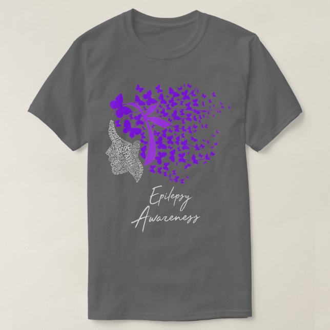 Epilepsimedvetenhet Lila Butterflies T Shirt (Design framsida)