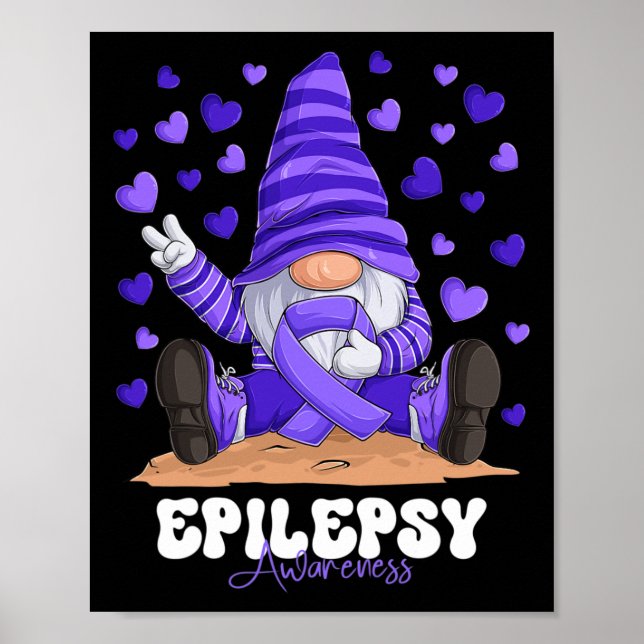 Epilepsimedvetenhet Månad Lila Ribbon Gnome Poster (Framsidan)