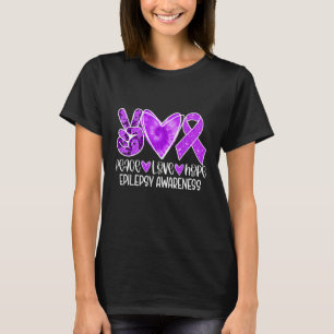 Epilepsimedvetenhet Månad Lila Ribbon Peace Kärlek T Shirt