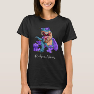 Epilepsimedvetenhet Månad Lila Ribbon Trex T Shirt