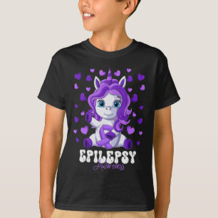 Epilepsimedvetenhet Månad Lila Ribbon Unicorn T Shirt