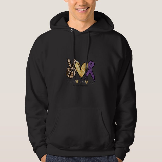 Epilepsimedvetenhet om Peace Kärlek Cure Lila Hoodie (Framsida)