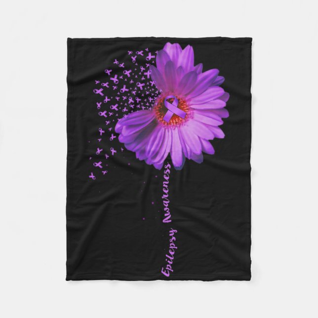 Epilepsimedvetenhet Solros Ribbon Gift Fleecefilt (Framsidan)