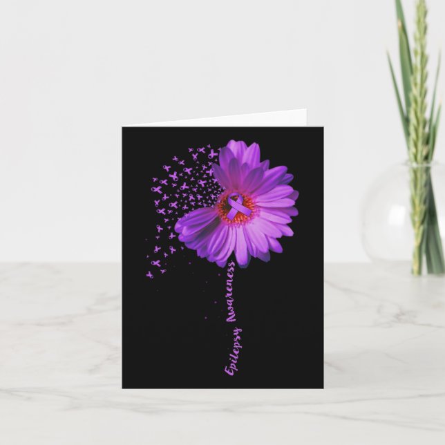 Epilepsimedvetenhet Solros Ribbon Gift Kort (Framsida)