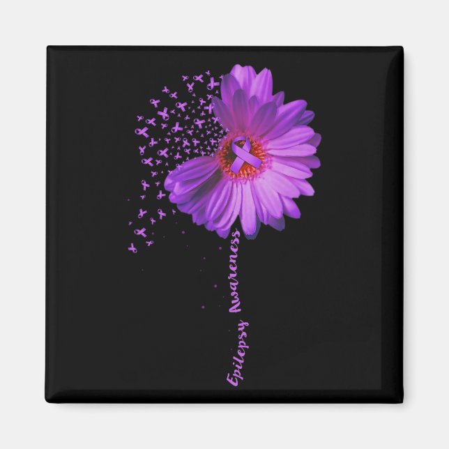 Epilepsimedvetenhet Solros Ribbon Gift Magnet (Framsidan)
