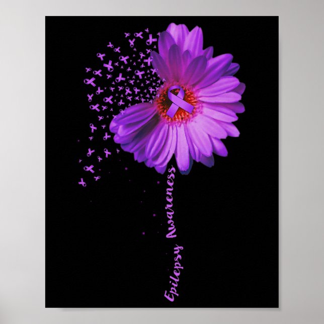 Epilepsimedvetenhet Solros Ribbon Gift Poster (Framsidan)