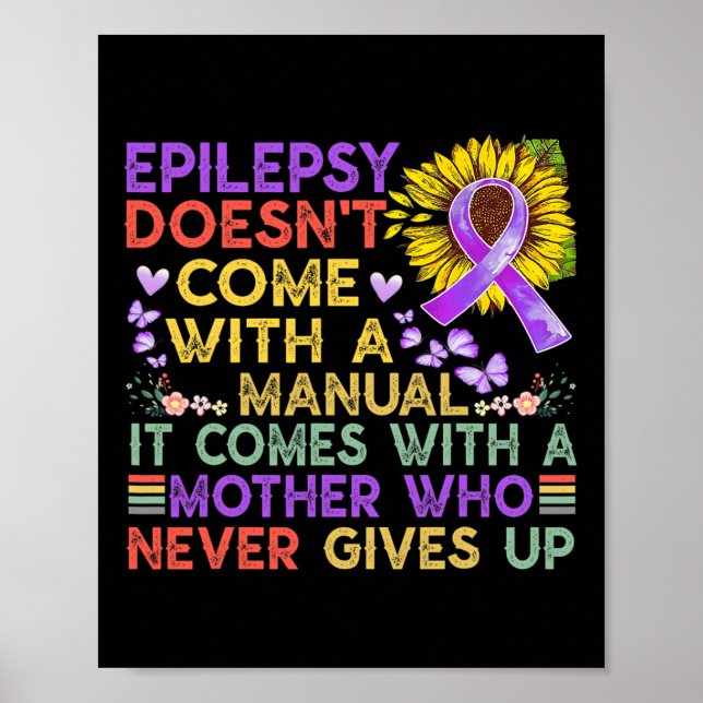 Epilepsimedvetenhet Solroskribent lila vinta Poster (Framsidan)