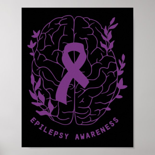 Epilepsimedvetenhet - stöd för epilepsiLila Ribbon Poster (Framsidan)