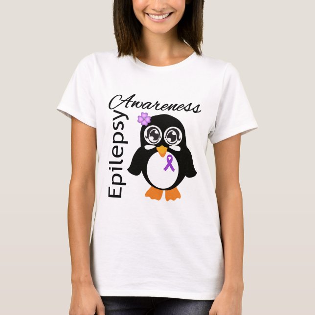 Epilepsimedvetenhetpingvin Tee Shirt (Framsida)