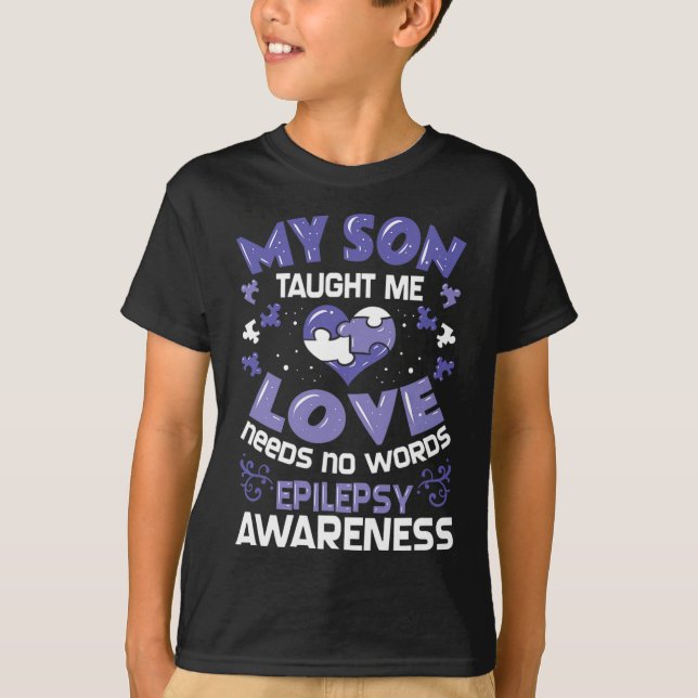Epilepsistöd - Epileptisk medvetenhet Son  T Shirt (Framsida)