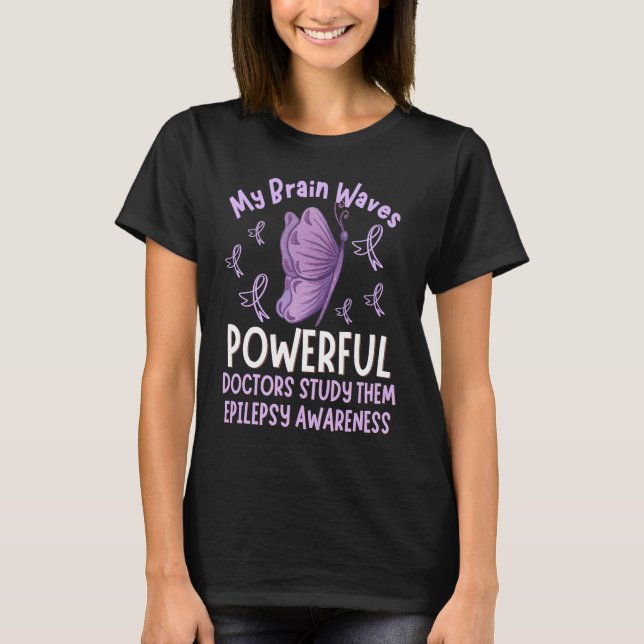 Epilepsy Awareness Butterfly Purple Ribbon Epileps T Shirt (Framsida)