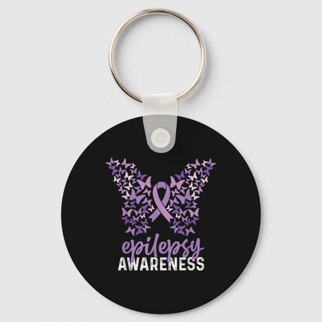 Epilepsy Awareness Butterfly Ribbon Nyckelring (Framsida)