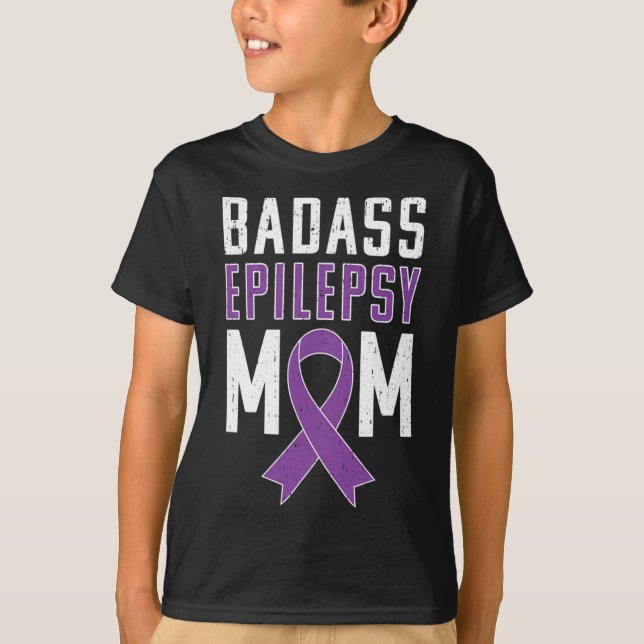 Epilepsy Awareness Byd Epilepsy Mom Purple Ribbon  T Shirt (Framsida)
