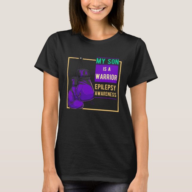 Epilepsy Awareness Day Purple Ribbon Proud Mom Dad T Shirt (Framsida)