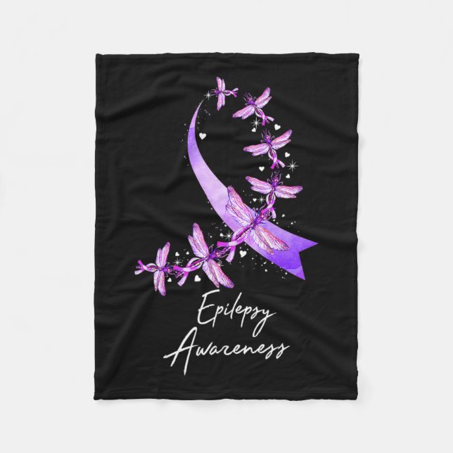 Epilepsy Awareness Dragonfly November Vi Bära Purp Fleecefilt (Framsidan)