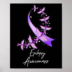 Epilepsy Awareness Dragonfly November Vi Bära Purp Poster