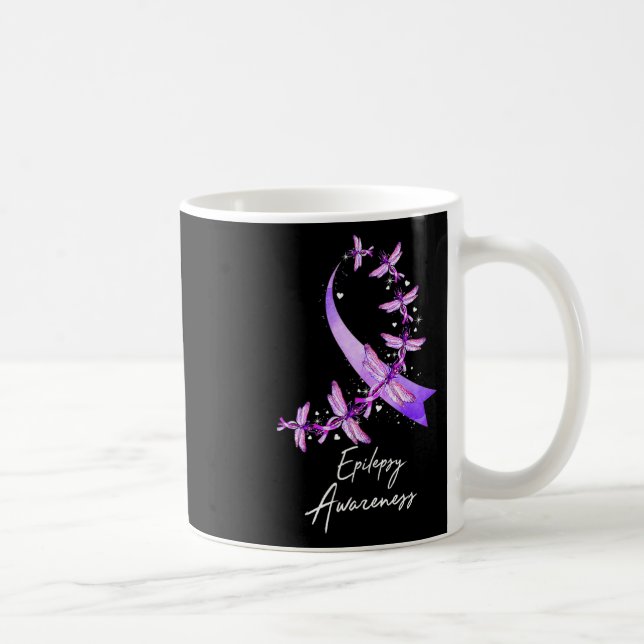 Epilepsy Awareness Dragonfly November We Wear Purp Kaffemugg (Höger)