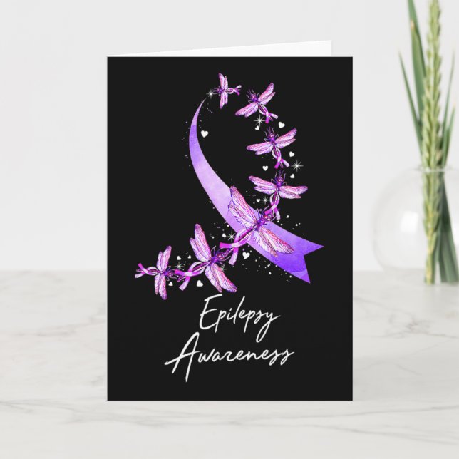 Epilepsy Awareness Dragonfly November We Wear Purp Kort (Framsida)