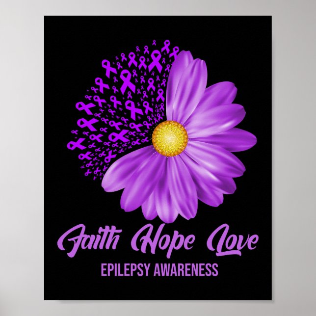 Epilepsy Awareness Faith Hope Kärlek Flower Blommi Poster (Framsidan)
