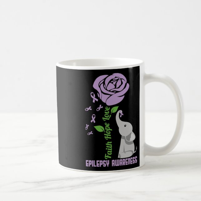 Epilepsy Awareness Faith Hope Love Flower Elephant Kaffemugg (Höger)