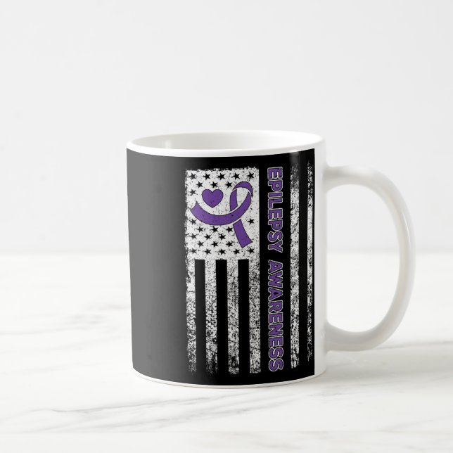 Epilepsy Awareness Flag Purple Ribbon Epilepsy War Kaffemugg (Höger)