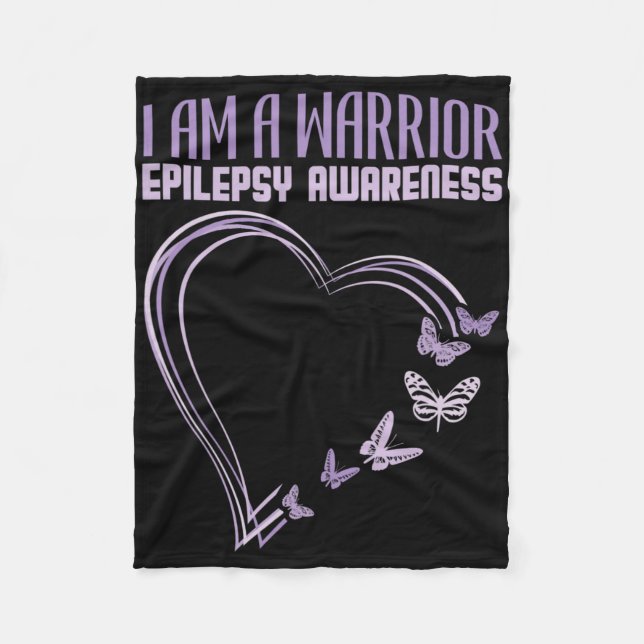 Epilepsy Awareness I'm A Warrior Heart Butterfly  Fleecefilt (Framsidan)