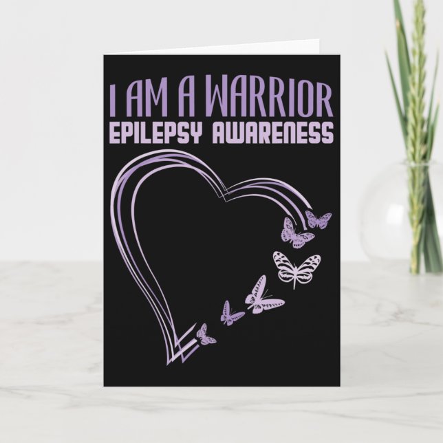 Epilepsy Awareness I'm A Warrior Heart Butterfly  Kort (Framsida)