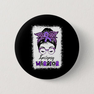 Epilepsy Awareness Messy Bun Warrior Leopard Banda Knapp