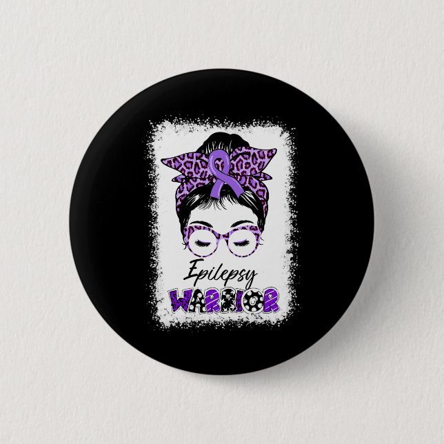 Epilepsy Awareness Messy Bun Warrior Leopard Bynda Knapp (Framsida)