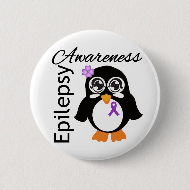 Epilepsy Awareness Penguin Knapp (Framsida)