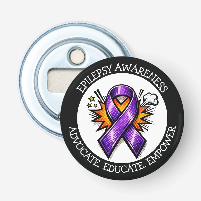 Epilepsy Awareness | Purple Awareness Ribbon Flasköppnare (Framsidan)