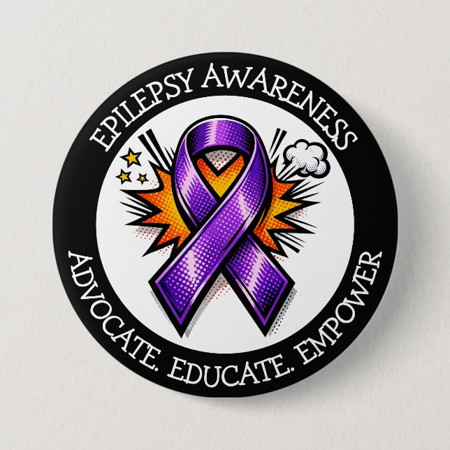 Epilepsy Awareness | Purple Awareness Ribbon Knapp (Framsida)