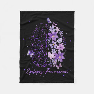Epilepsy Awareness Purple Brain Flower Support Squ Fleecefilt
