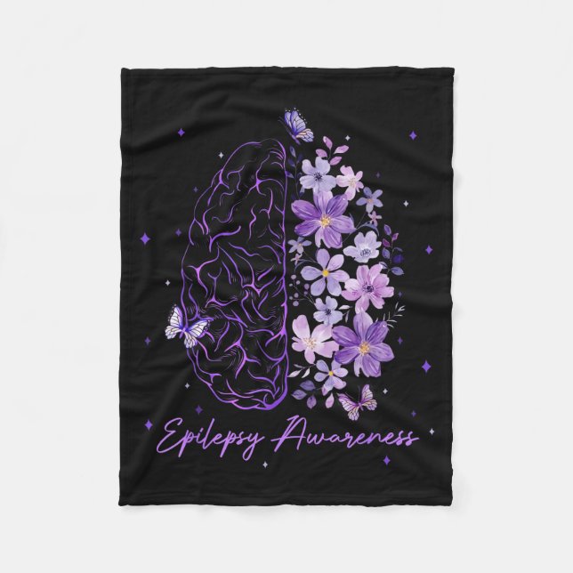 Epilepsy Awareness Purple Brain Flower Support Squ Fleecefilt (Framsidan)