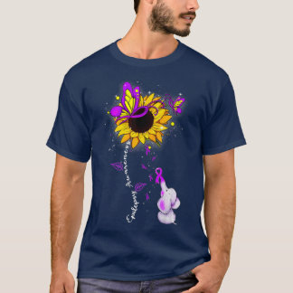 Epilepsy Awareness Sunflower Elephant Men Womens T Shirt