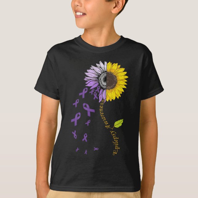 Epilepsy Awareness Sunflower  T Shirt (Framsida)