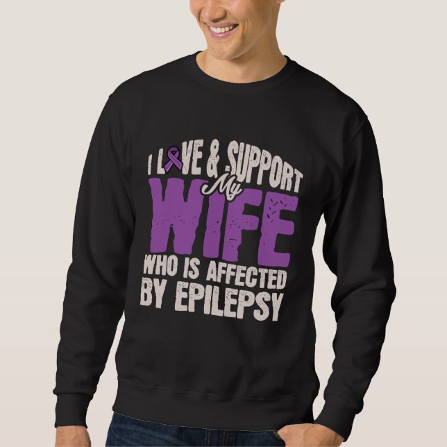 Epilepsy Awareness Support Wife Lång Ärmad Tröja (Framsida)