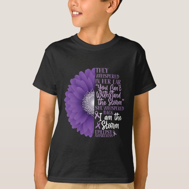 Epilepsy Awareness They Whispered In Her Ear Flowe T Shirt (Framsida)