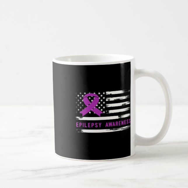 Epilepsy Awarness American Flag Purple Ribbon  Kaffemugg (Höger)