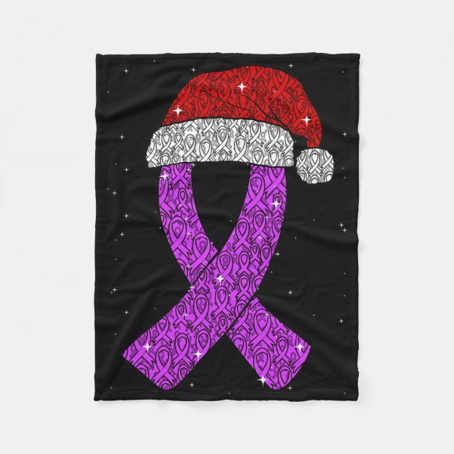 Epilepsy Christmas Hat Purple Awareness Ribbon Sei Fleecefilt (Framsidan)