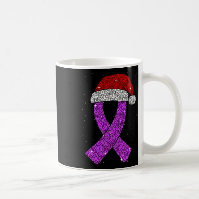 Epilepsy Christmas Hat Purple Awareness Ribbon Sei Kaffemugg (Höger)