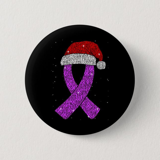 Epilepsy Christmas Hat Purple Awareness Ribbon Sei Knapp (Framsida)